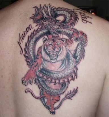 Japanese Dragon And Lion Tats